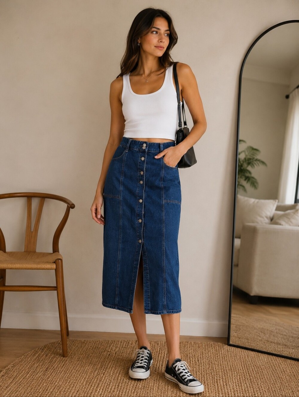 90's Y2k Long Dark Denim Maxi Skirt